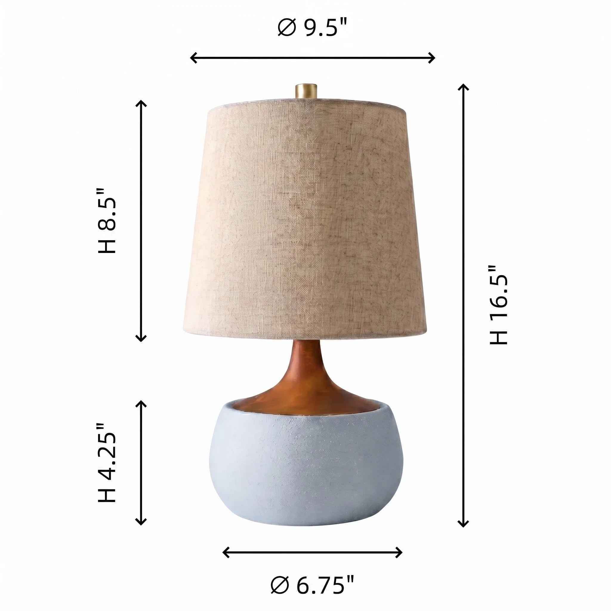 Tafellamp met Houten Voet, Linnen Kap en Cementlook Cilinder – Modern Design | Sansoti
