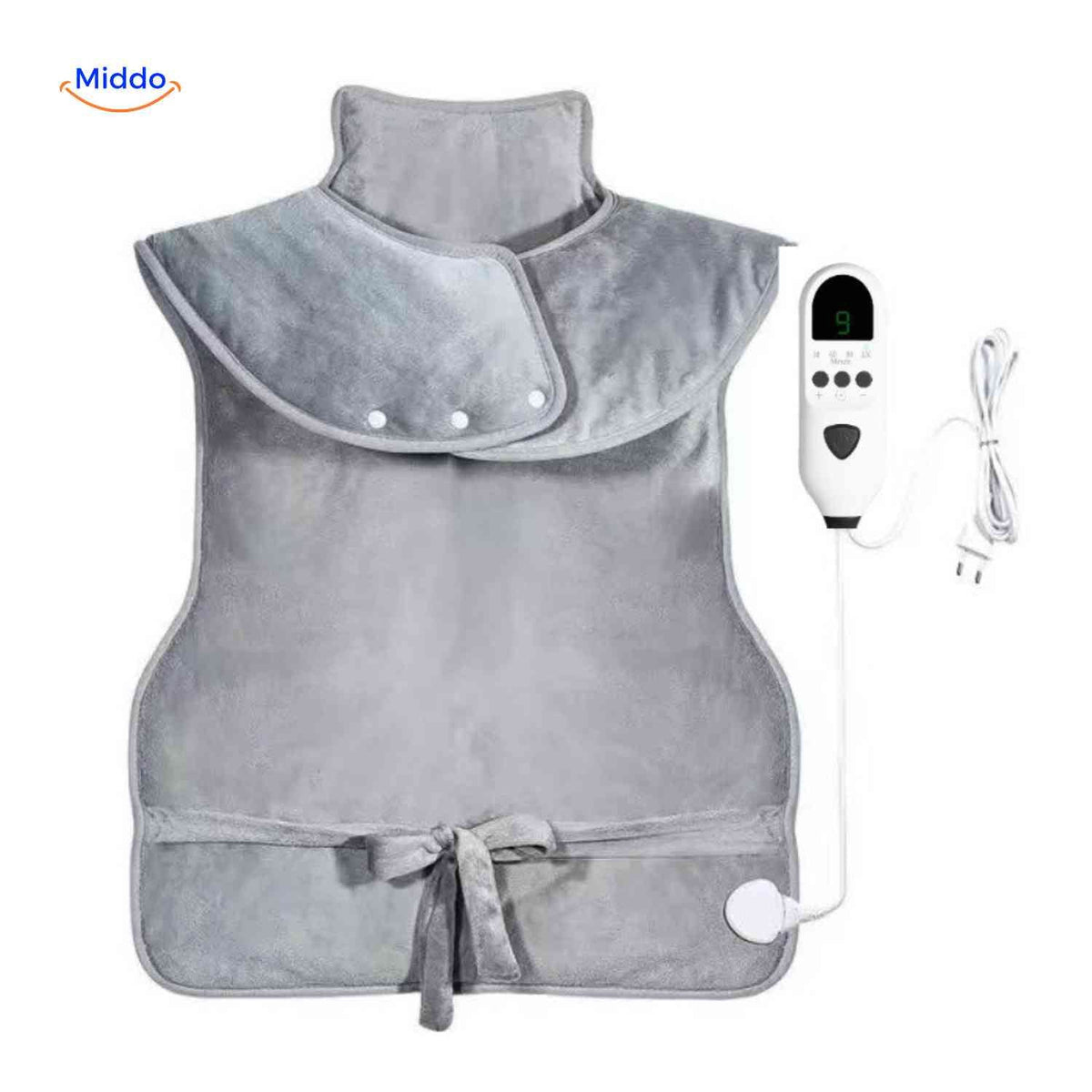 Heated Neck Wrap Flannel Gray 6 Heat Settings 90min Timer Neck Shoulders Back Muscle Relaxation Home | Sansoti