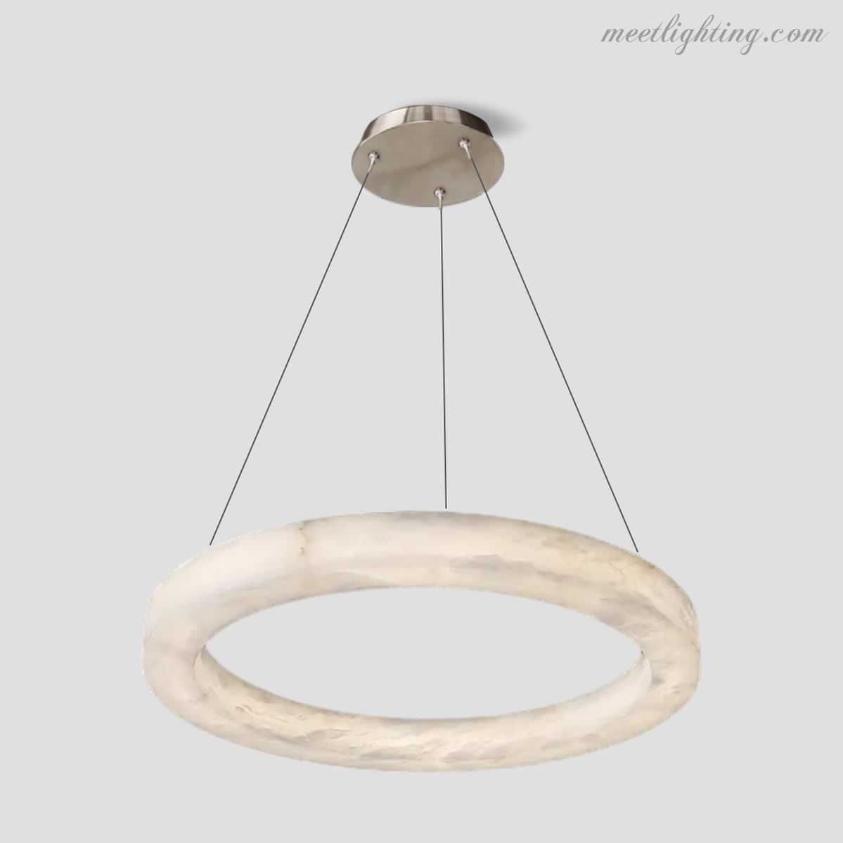 Okrągły żyrandol z alabastru ze zintegrowanym oświetleniem LED, mosiądz, brąz, 50–152 cm, kącik jadalniany, salon, stół jadalniany | Sansoti