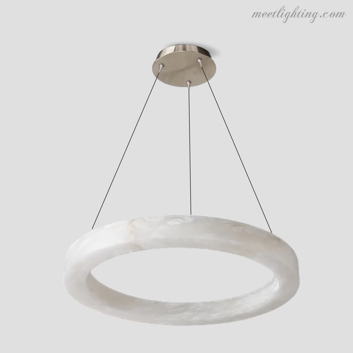 Okrągły żyrandol z alabastru ze zintegrowanym oświetleniem LED, mosiądz, brąz, 50–152 cm, kącik jadalniany, salon, stół jadalniany | Sansoti
