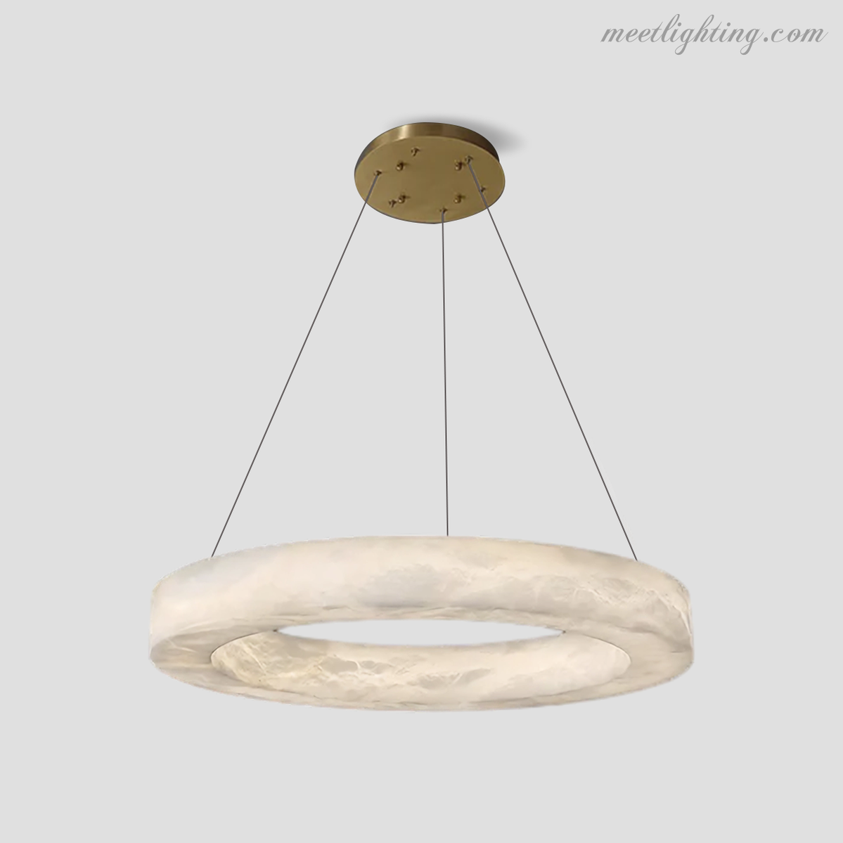 Runder Alabaster-Kronleuchter mit integrierter LED-Beleuchtung Messing Bronze 50-152cm Essecke Wohnzimmer Esstisch | Sansoti