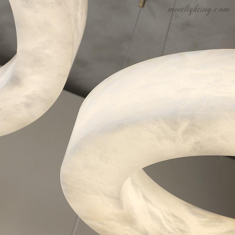 Runder Alabaster-Kronleuchter mit integrierter LED-Beleuchtung Messing Bronze 50-152cm Essecke Wohnzimmer Esstisch | Sansoti