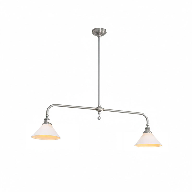Luxe Design Hanglamp Met Witte Glazen Kappen Voor Eettafel En Keukeneiland In Messing Afwerking | Sansoti