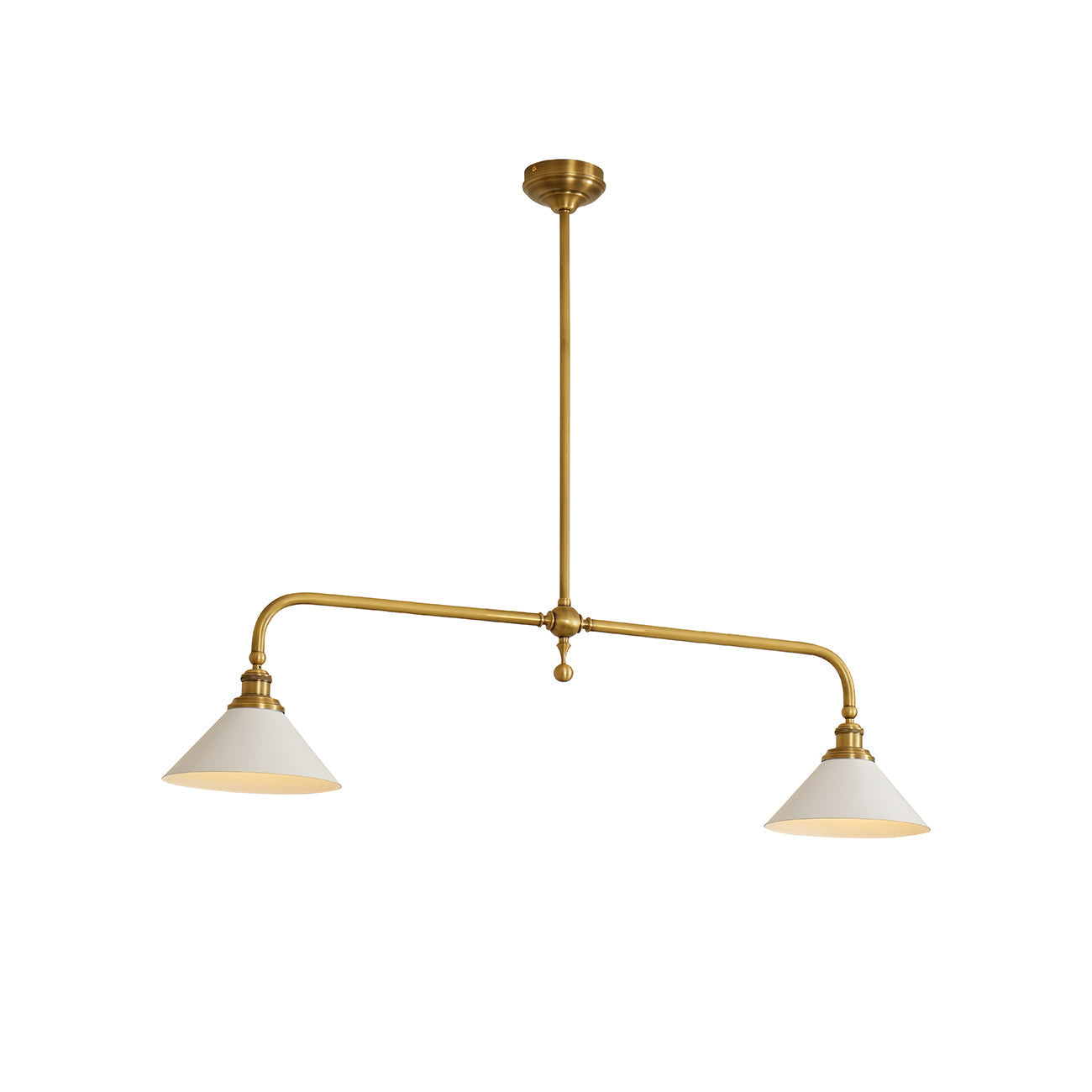 Luxe Design Hanglamp Met Witte Glazen Kappen Voor Eettafel En Keukeneiland In Messing Afwerking | Sansoti