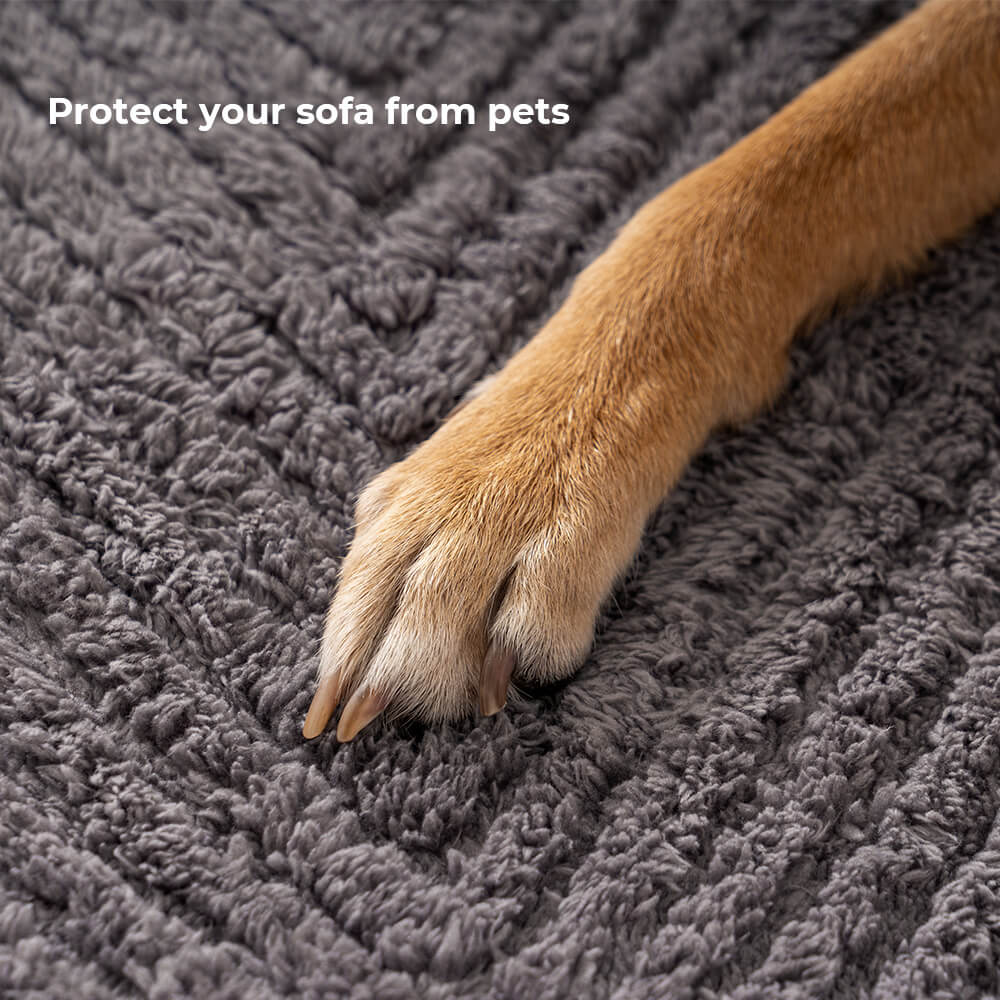 Herringbone Sofa Cover Plush Non-Slip Velour Thick Soft Sofa Protector Living Room Furniture Protection Multiple Sizes | Sansoti
