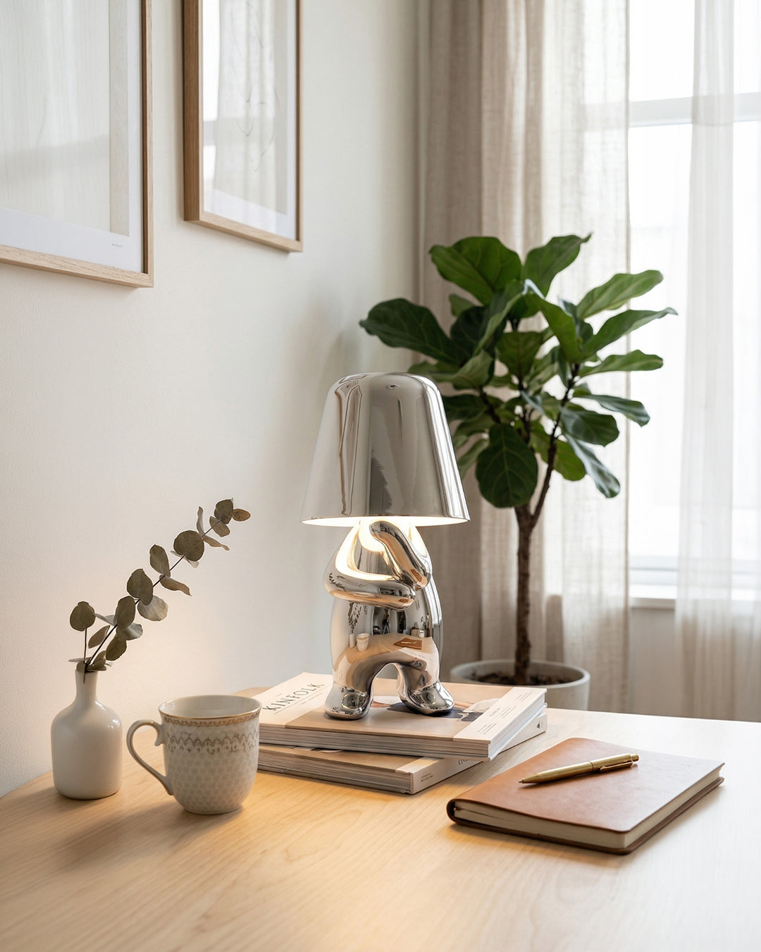 Metalen Tafellamp Sculptuur Figuur Sfeerlicht Touch Dimbaar LED Nachtlampje Goud Zilver Modern Design Decoratief | Sansoti