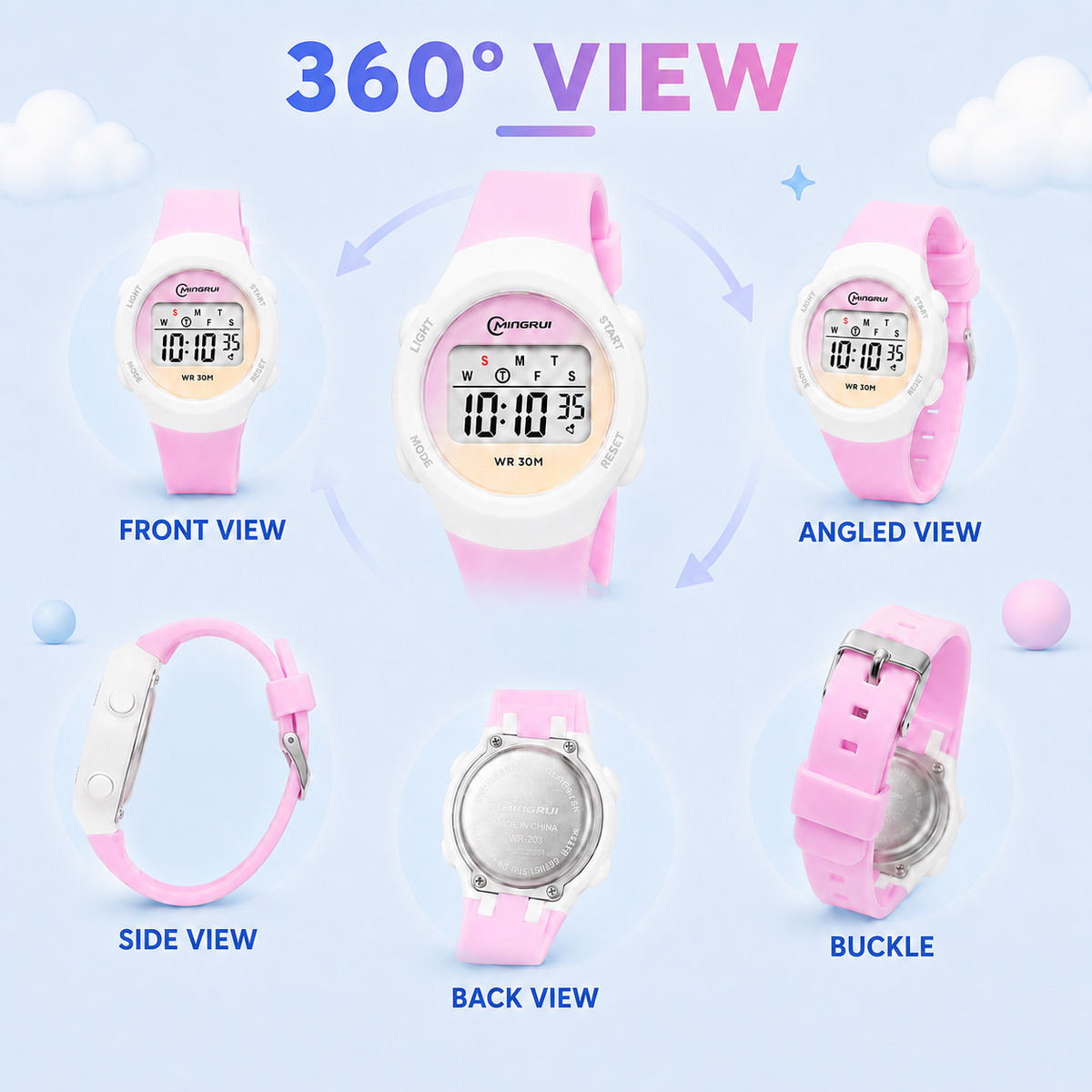 Digitale Kinderuhr Sportlich Wasserdicht mit Alarm Stoppuhr und Timer Silikonarmband für Jungen und Mädchen | Sansoti