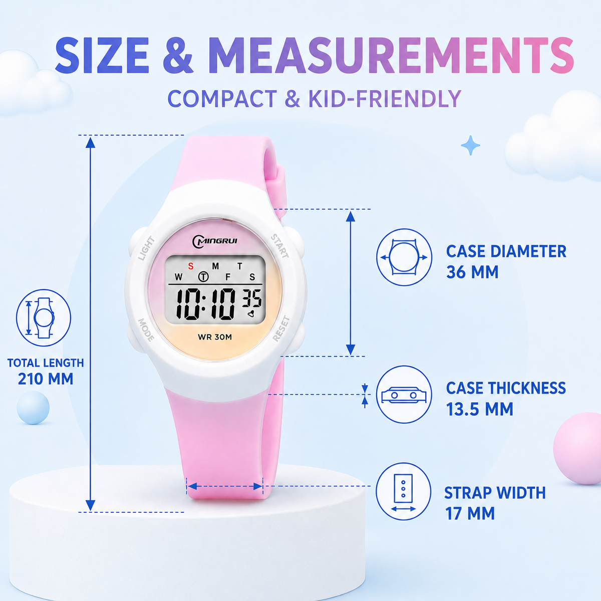 Digitale Kinderuhr Sportlich Wasserdicht mit Alarm Stoppuhr und Timer Silikonarmband für Jungen und Mädchen | Sansoti