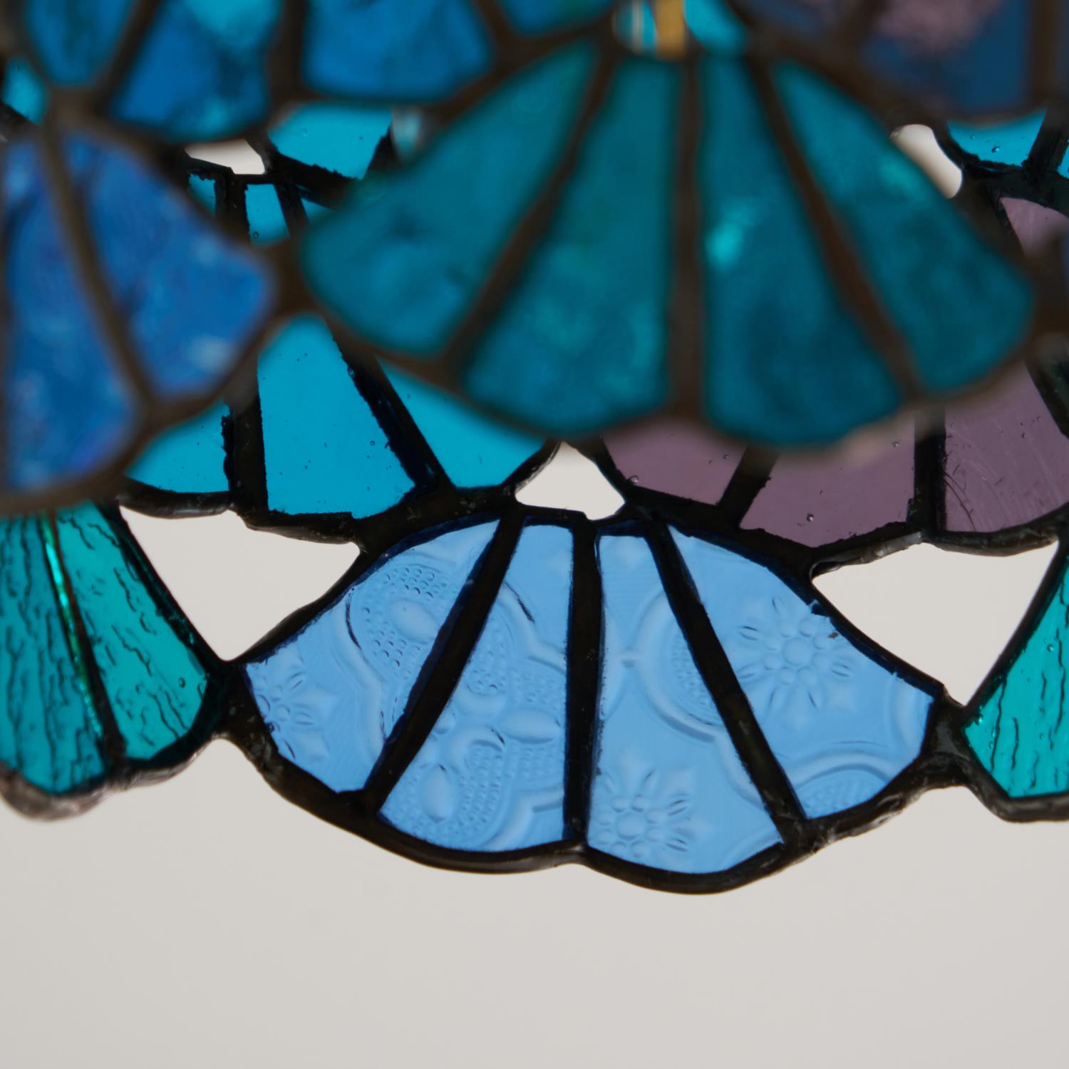 Vezari Tiffany plafondlamp glas mozaïek messing E14 blauw roze badkamer gang plafondverlichting vintage plafondlamp Tiffany stijl | Sansoti