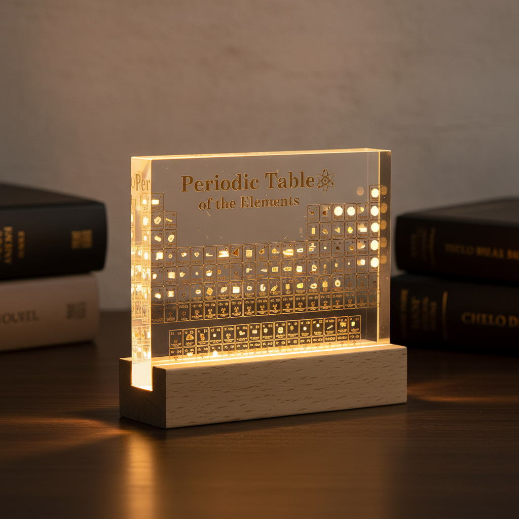 Periodiek Systeem Display met LED Verlichting Educatieve Tafeldecoratie Wetenschappelijke Presentatie Chemie | Sansoti