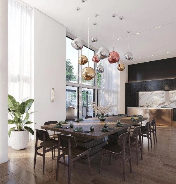 Moderne Lava-Hängeleuchte mit Glas- oder PVC-Kugel und verstellbarer Aufhängungshöhe | Restfield
