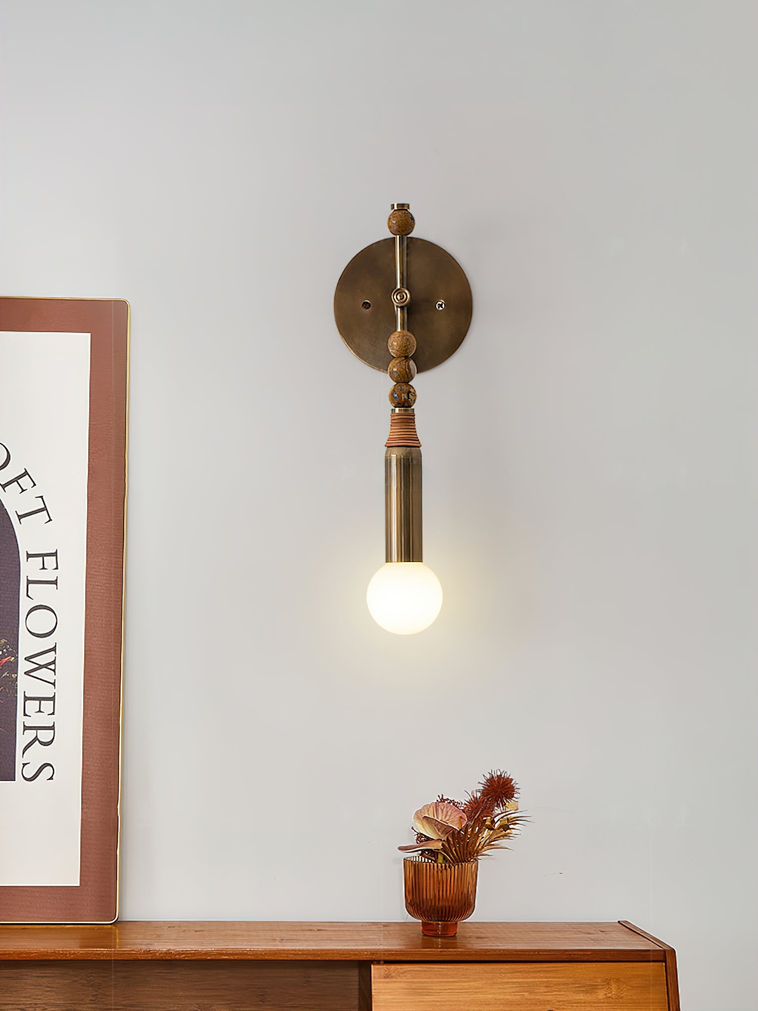 Toam Wandlamp Marmer Messing – Persepolis Geïnspireerd Design met Antique Brass Afwerking 18.9 en 27.6 inch | Sansoti