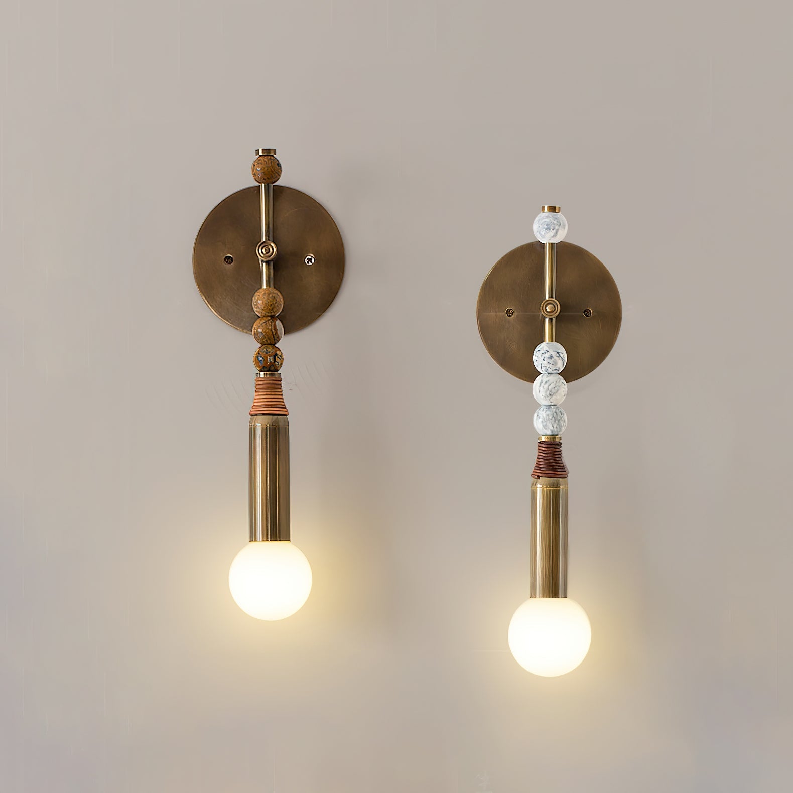 Toam Wandlamp Marmer Messing – Persepolis Geïnspireerd Design met Antique Brass Afwerking 18.9 en 27.6 inch | Sansoti