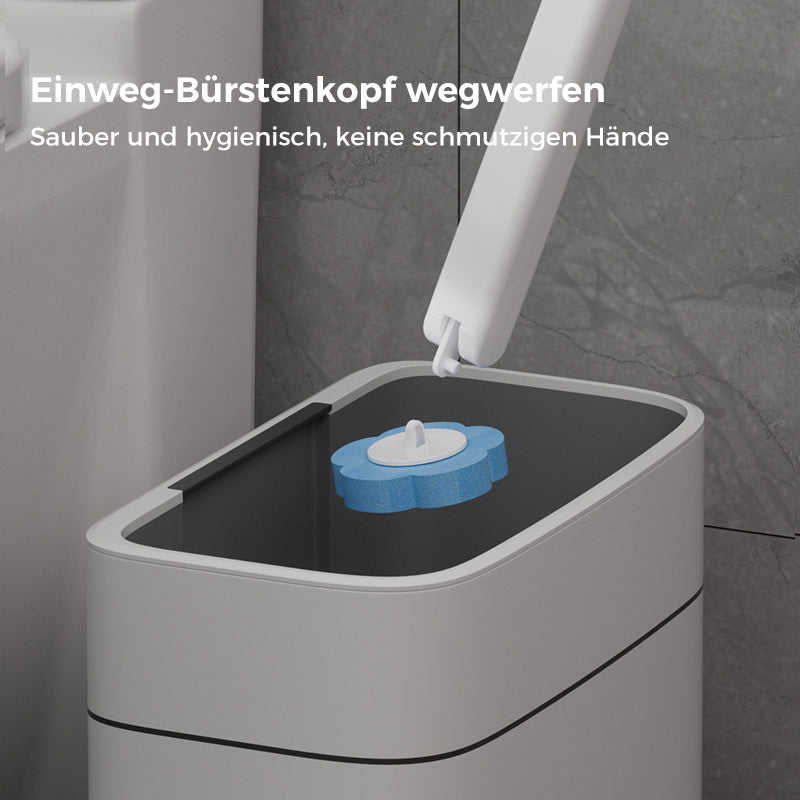 Toilettenbürste mit Einweg-Reinigungsköpfen und Halterung für hygienische Toilettenreinigung | Restfield