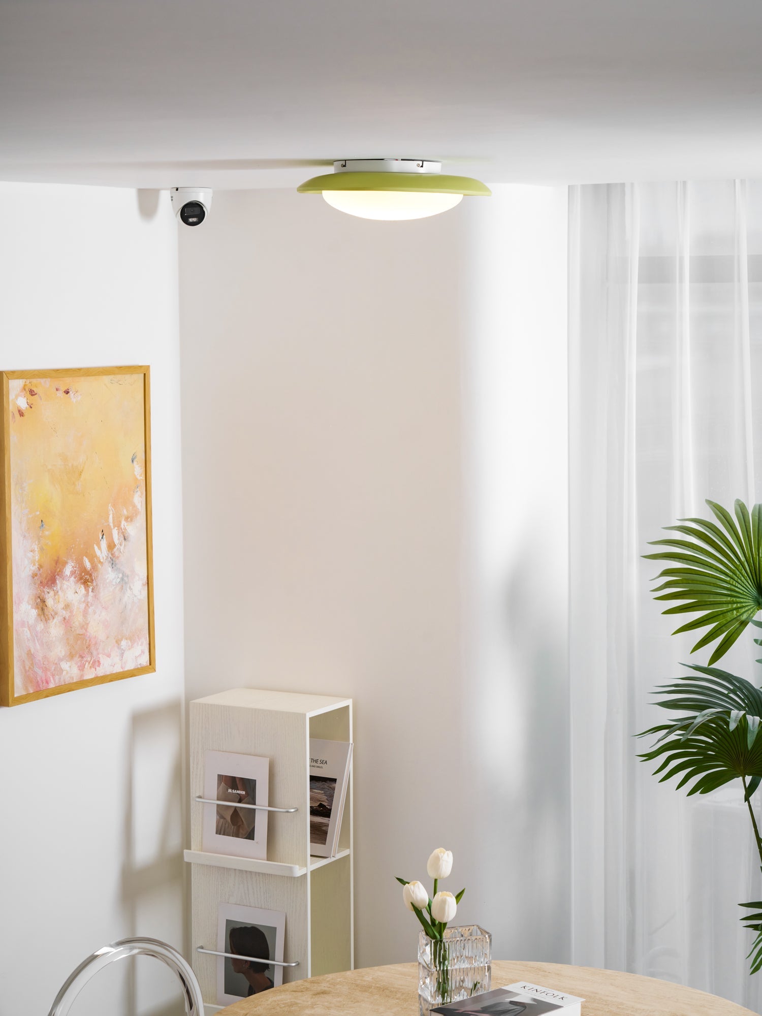 Plafonnier Résine Ovale Vert Beige Salon Chambre LED 3000K 4000K 6000K Ø36 Ø46cm Organique Plafonnier Dimmable | Restfield