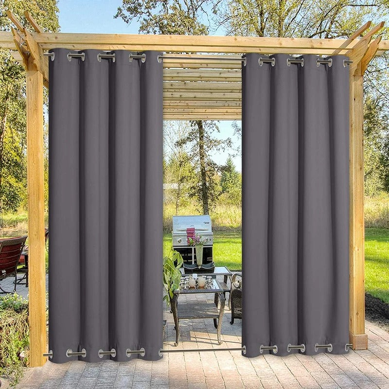 Wind-Resistant Outdoor Curtains with Ring Mounting 1 Panel for Patio Terrace Veranda | Sansoti