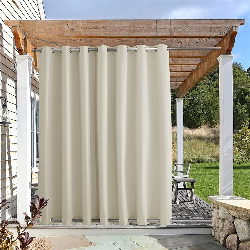 Wind-Resistant Outdoor Curtains with Ring Mounting 1 Panel for Patio Terrace Veranda | Sansoti