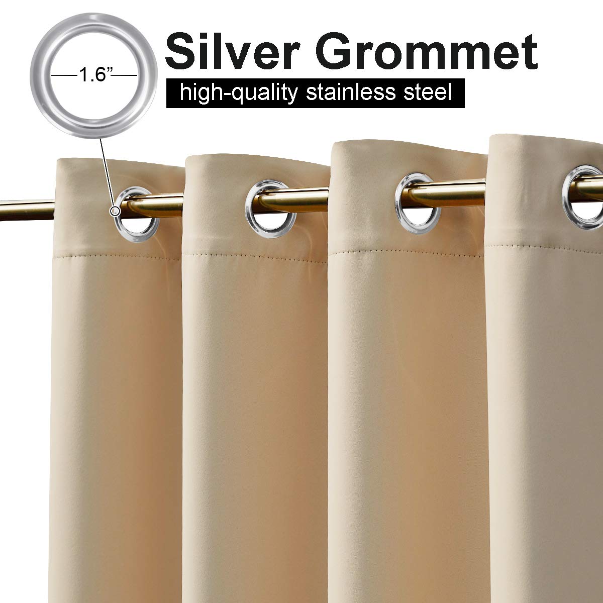 Wind-Resistant Outdoor Curtains with Ring Mounting 1 Panel for Patio Terrace Veranda | Sansoti