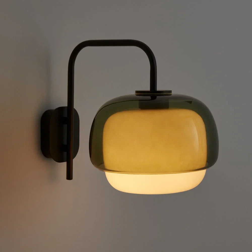 Gekleurde Glazen Wandlamp met Ronde Kap – Groen, Roze, Oranje – Moderne LED Verlichting | Sansoti