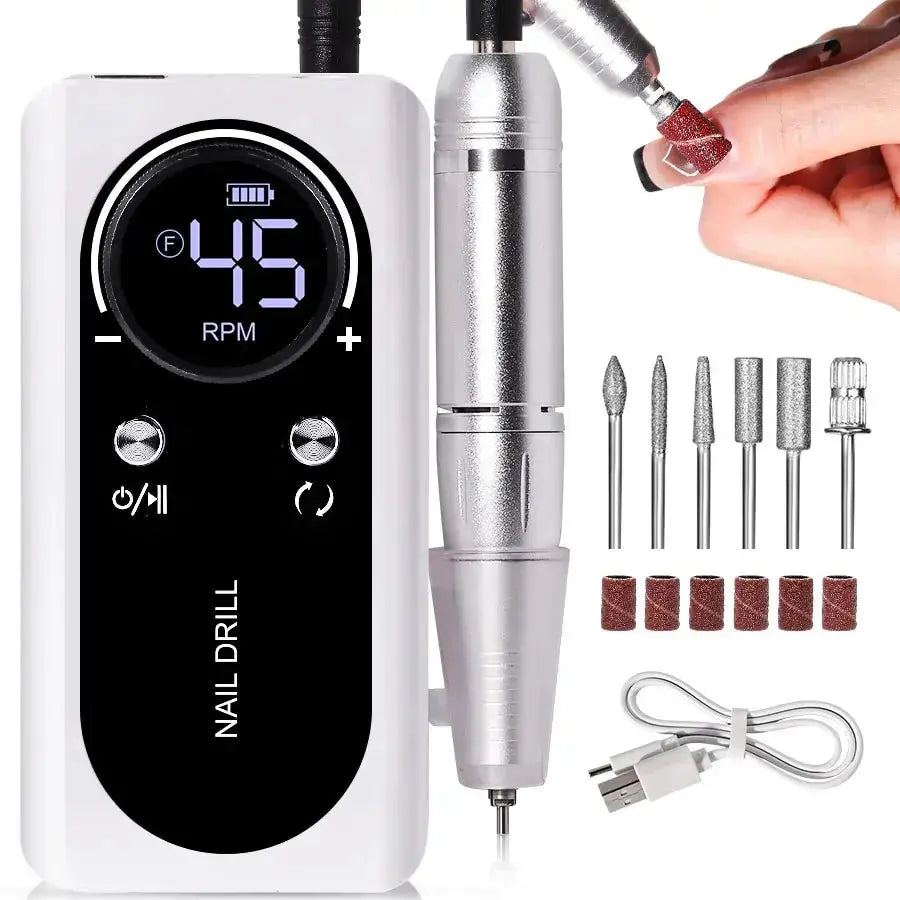 Professionele Nagelfrees 45.000 TPM Oplaadbaar – USB-C Elektrisch Nagelverzorging Systeem voor Acryl, Gellak en Natuurlijke Nagels | Sansoti