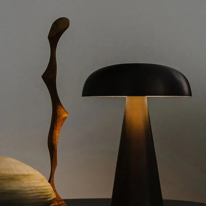 Tafellamp Paddenstoel Metaal Goud Draadloos Oplaadbaar Dimbaar 3000K Woonkamer Slaapkamer Bureaulamp Touch Sfeerverlichting | Sansoti