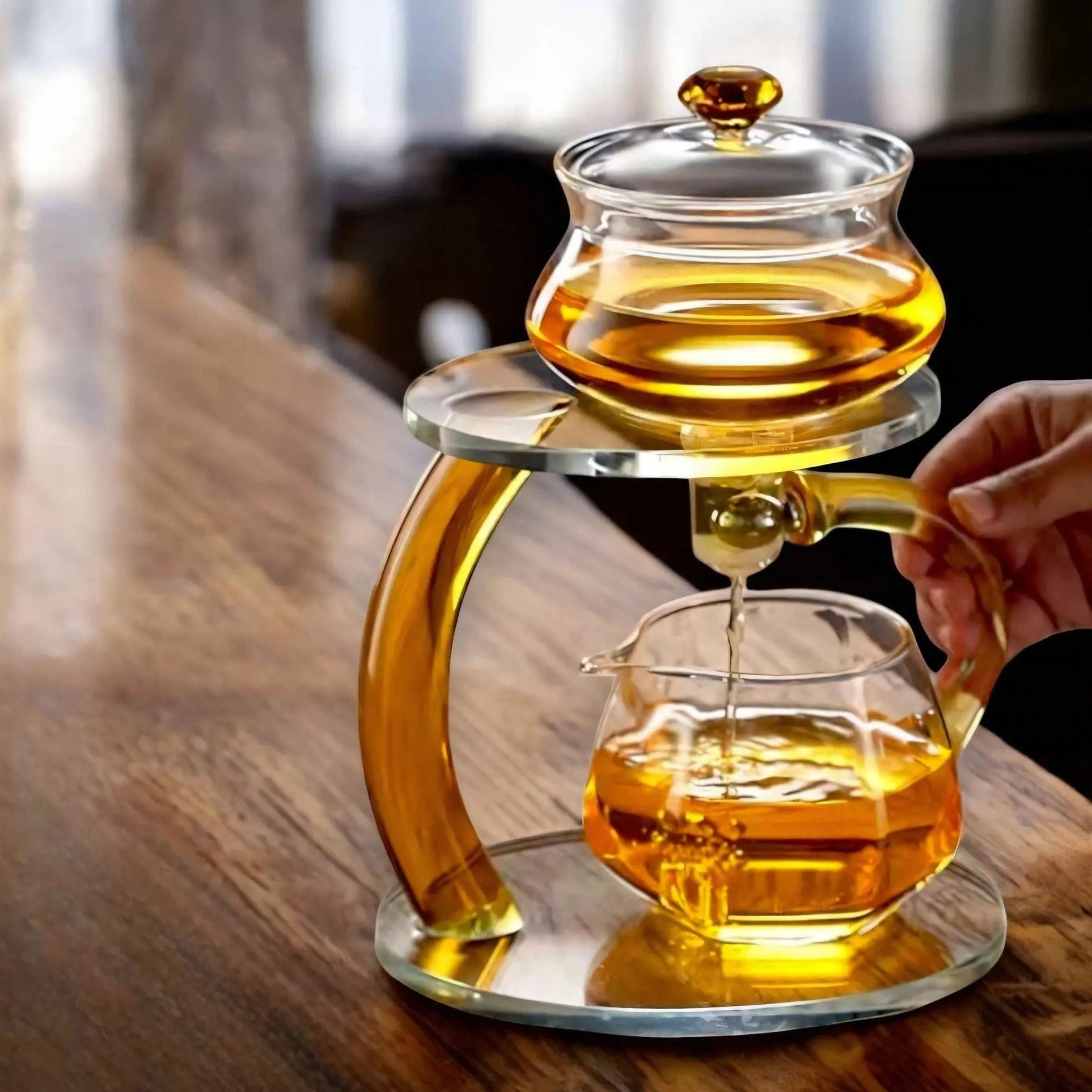 Teekanne aus Glas mit magnetischem Filter-Infuser Gold Schwarz Hitzebeständig Premium | Restfield
