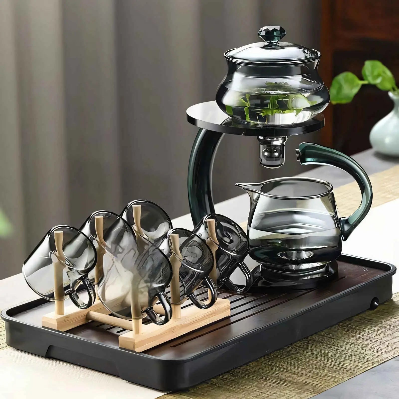 Teekanne aus Glas mit magnetischem Filter-Infuser Gold Schwarz Hitzebeständig Premium | Restfield