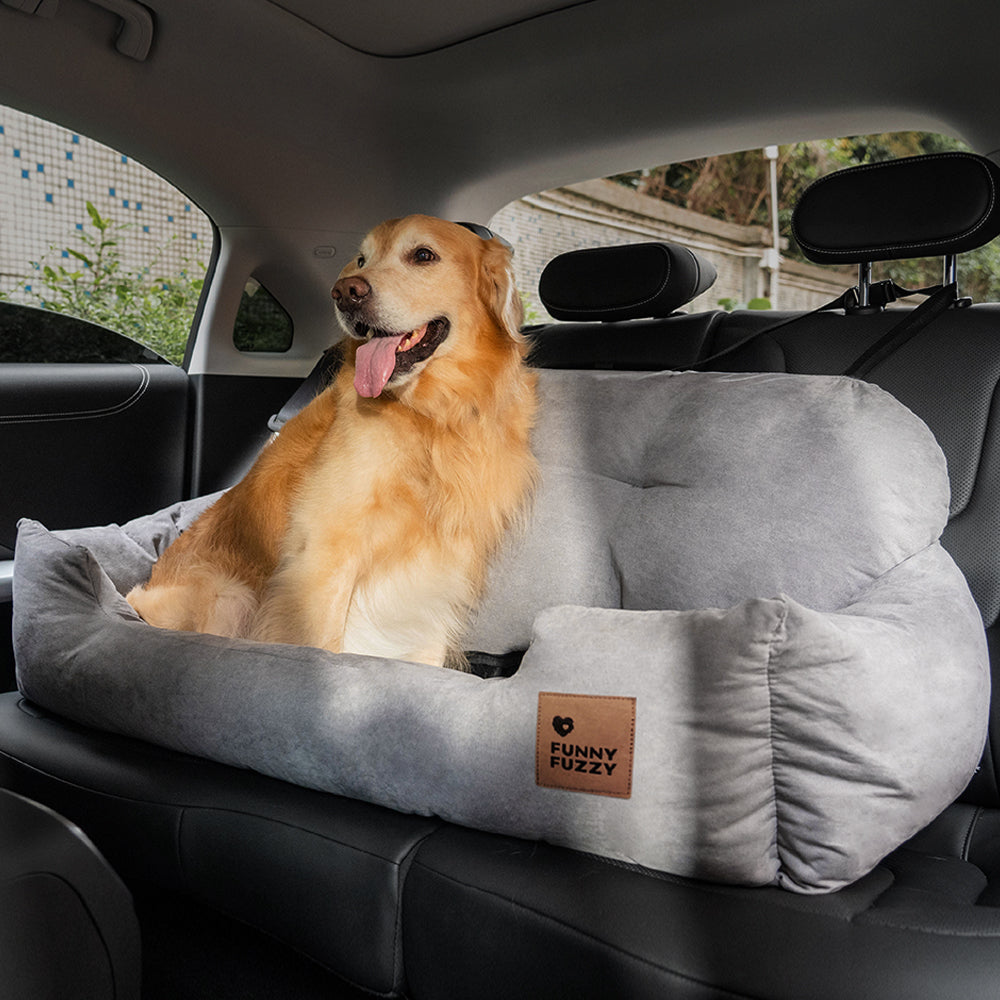 Hondenmand Auto Achterbank Medium/Large met Veiligheidsriemen & Opbergtasje - Comfortabel Veilig Reizen Hond | Sansoti