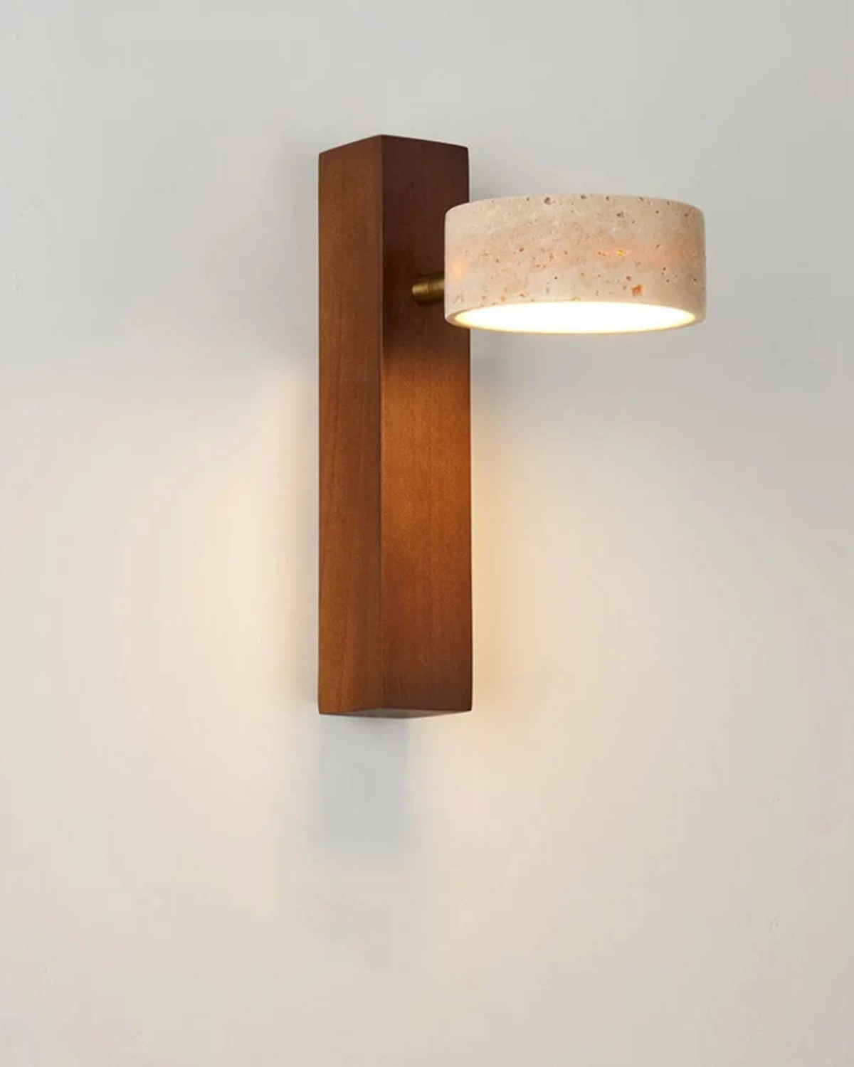 Wandlamp Travertin Walnoot Hout Verstelbaar Downlight Japandi 23cm | Sansoti