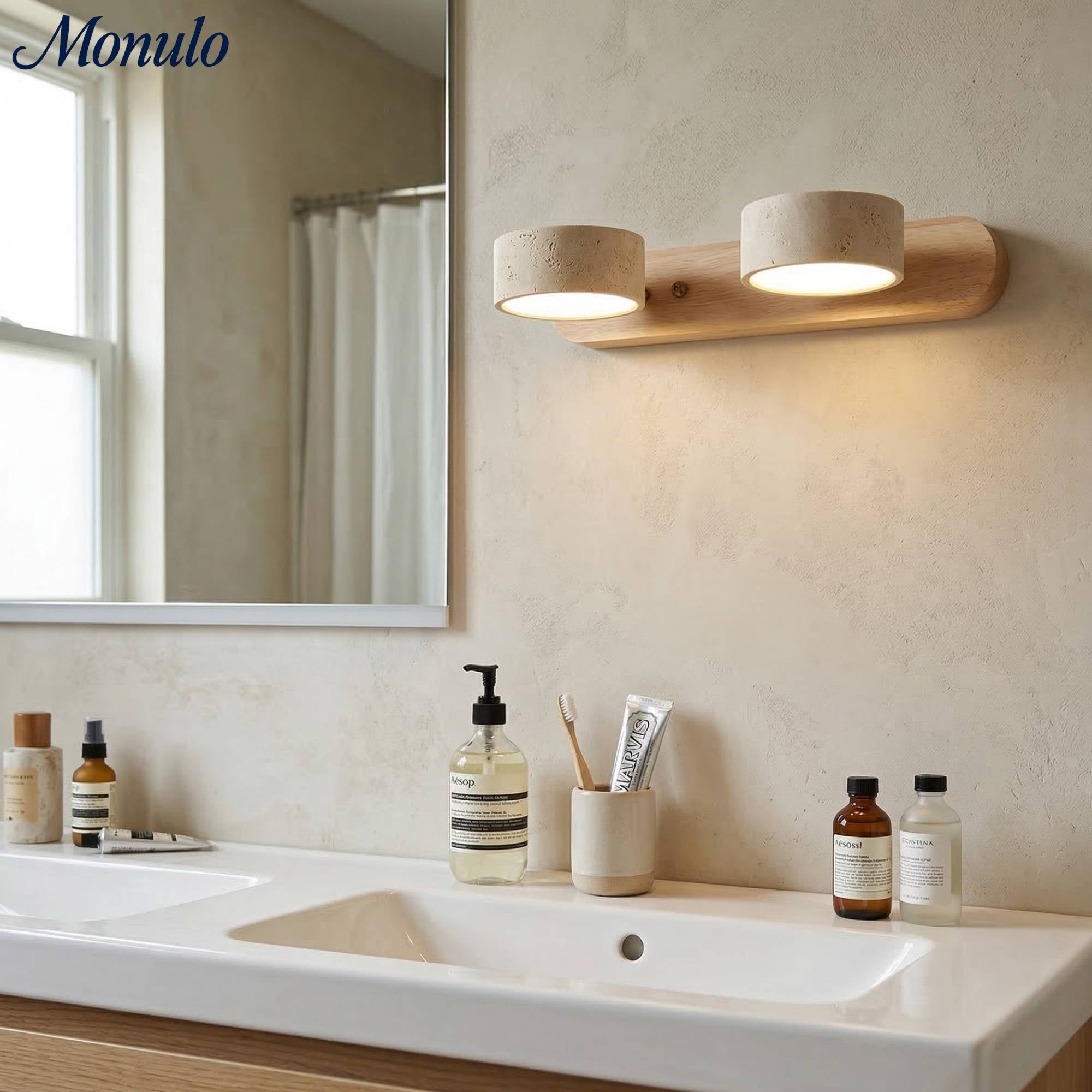 Wandlamp met meerdere lichtpunten natuursteen modern badkamerverlichting warmwit koelwit 2-3-4 lichts stenen armatuur | Sansoti