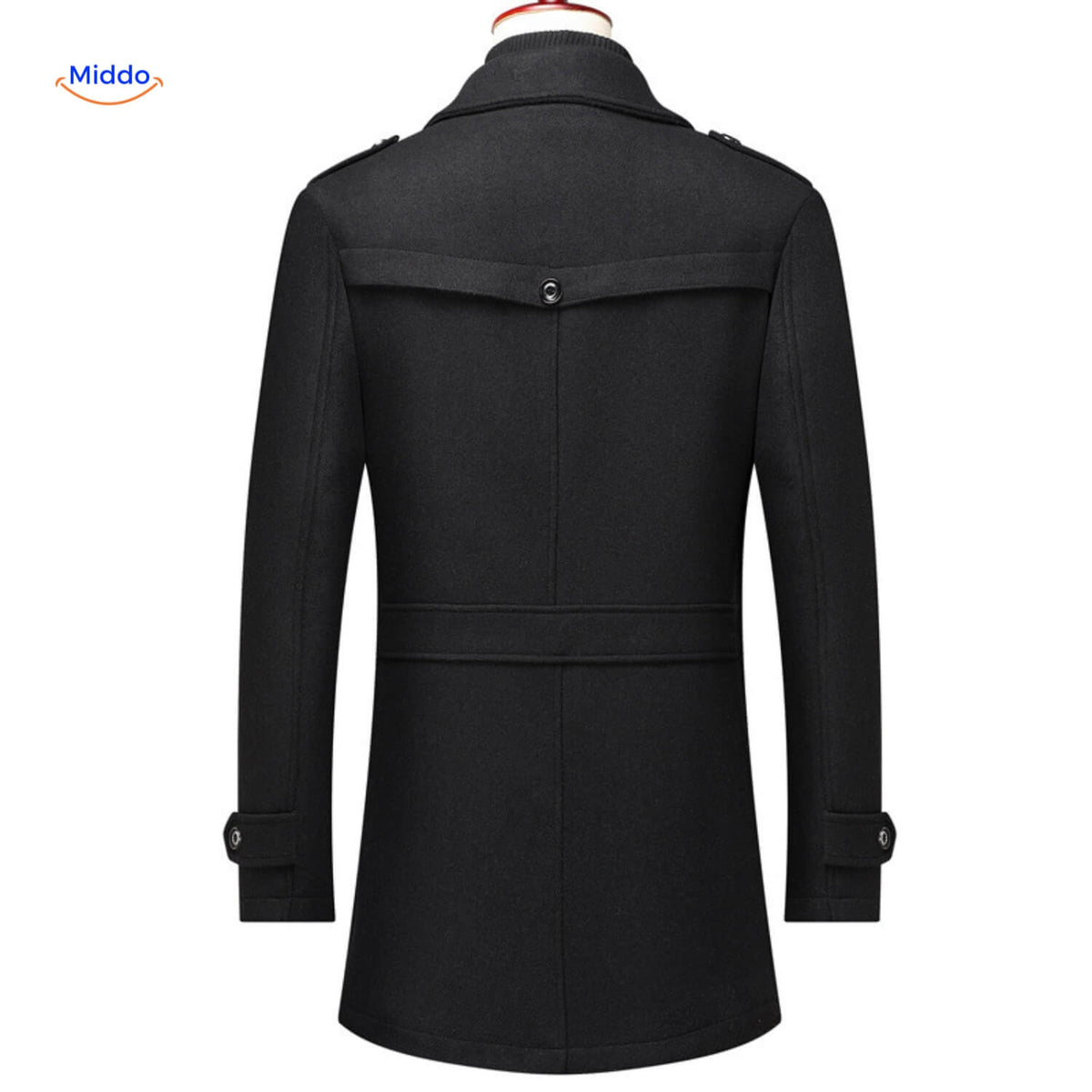 Langer Herren-Wintermantel aus Wollmischung mit doppeltem Kragen, Trenchcoat, Schulterklappen, warm, klassisch und stilvoll für Herbst und Winter | Sansoti