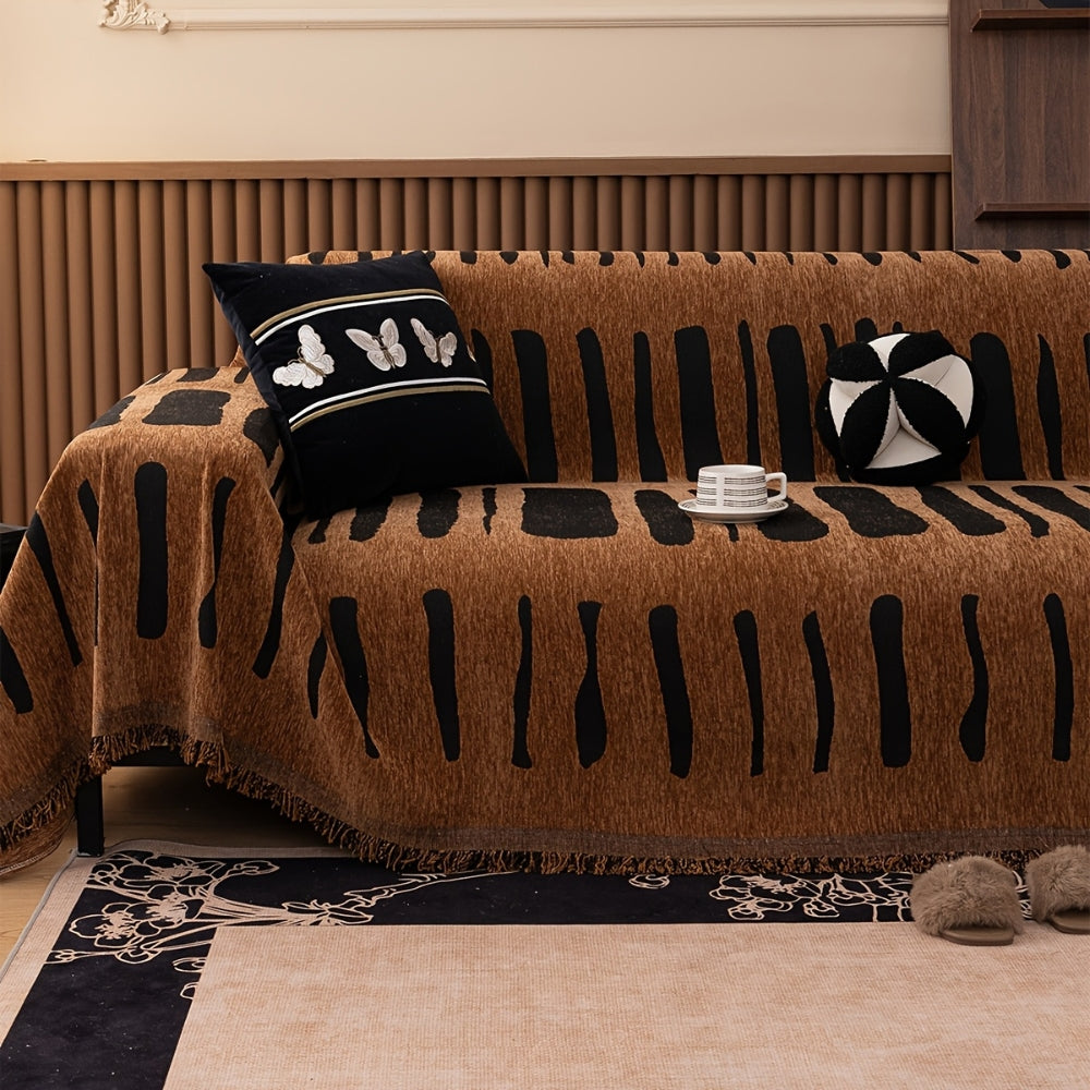 Chenille Bankhoes met Tribal Geometrisch Patroon – Beschermende Sofacover voor 2-3 Persoons Banken en Fauteuils | Sansoti