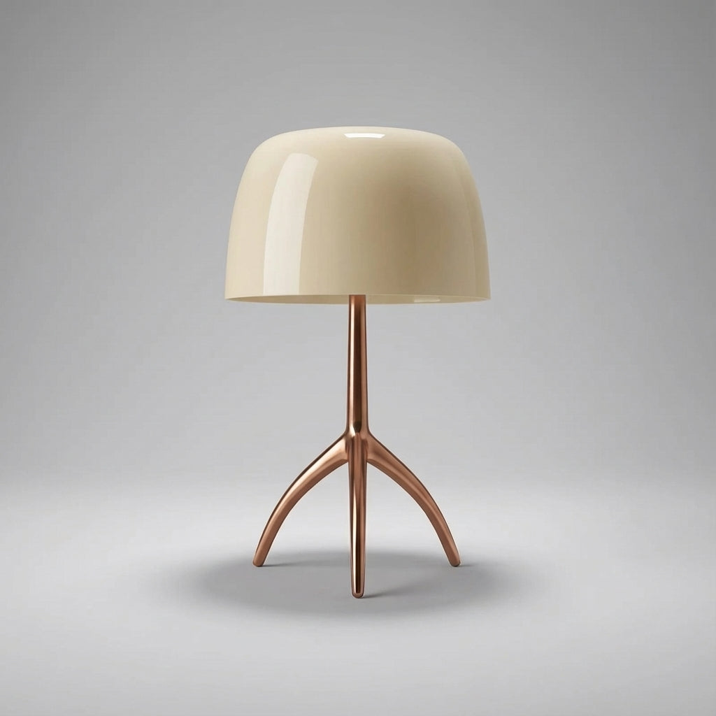 Tafellamp Driepoot Koper Wit Glazen Kap LED Woonkamer Slaapkamer Bureaulamp Modern Sfeerverlichting Nachtkastlamp | Sansoti