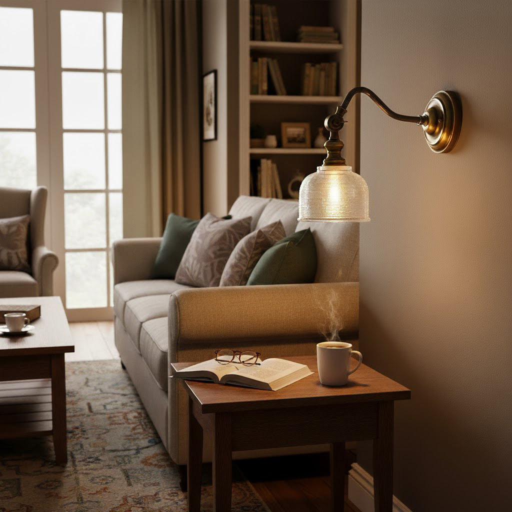 Tristan Wandlamp Messing & Glas – Klassiek Design met Warm Licht voor Keuken Eetkamer Woonkamer | Sansoti