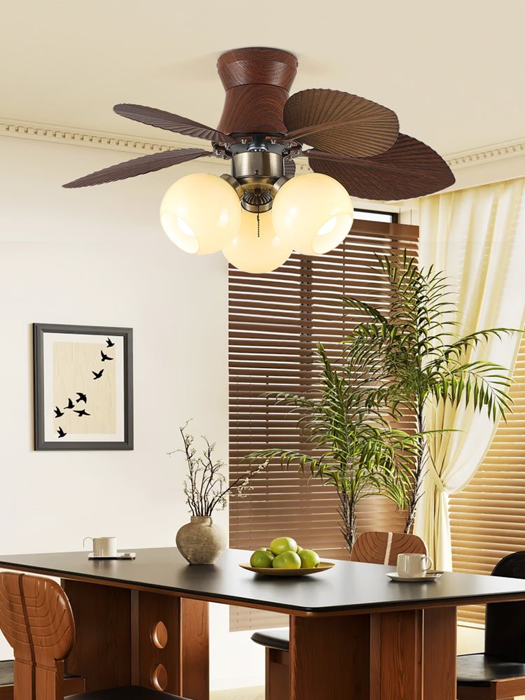 Plafondventilator met Verlichting Eikenfinish ø80cm Dimbaar Afstandsbediening 6 Snelheden Interieur Moderne Ventilator met Verlichtingskap Beige | Sansoti