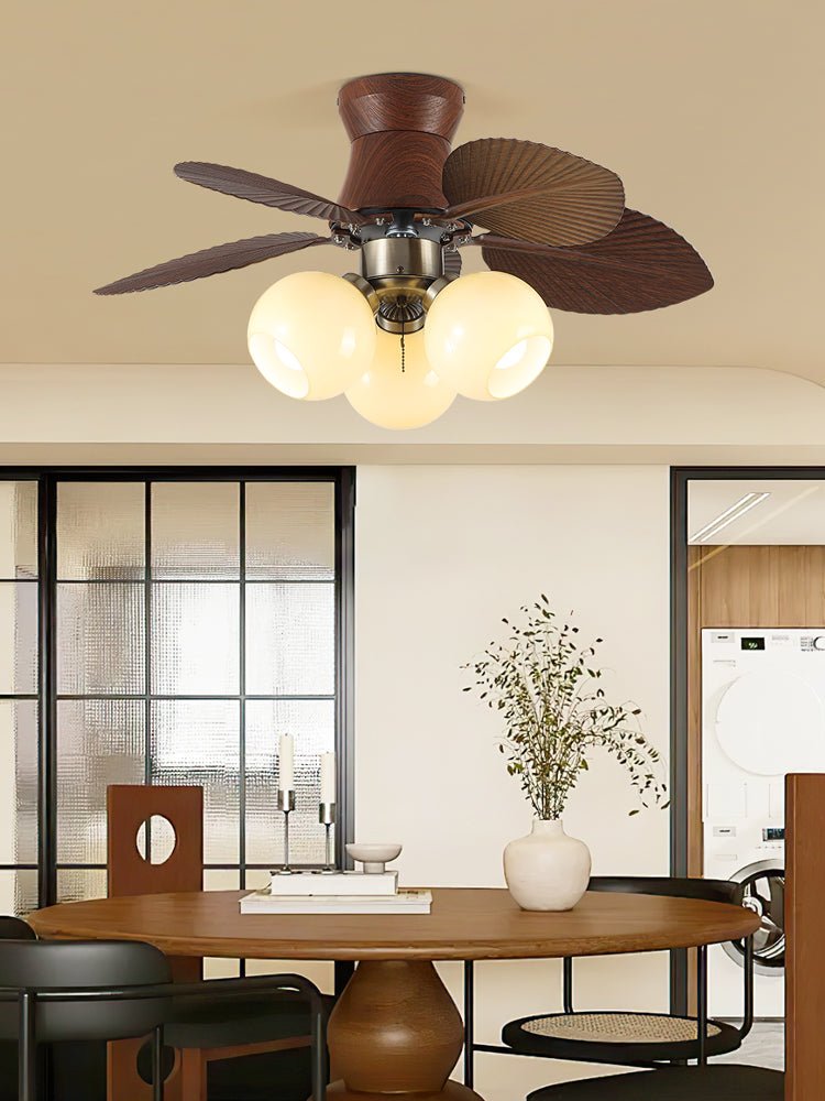 Plafondventilator met Verlichting Eikenfinish ø80cm Dimbaar Afstandsbediening 6 Snelheden Interieur Moderne Ventilator met Verlichtingskap Beige | Sansoti