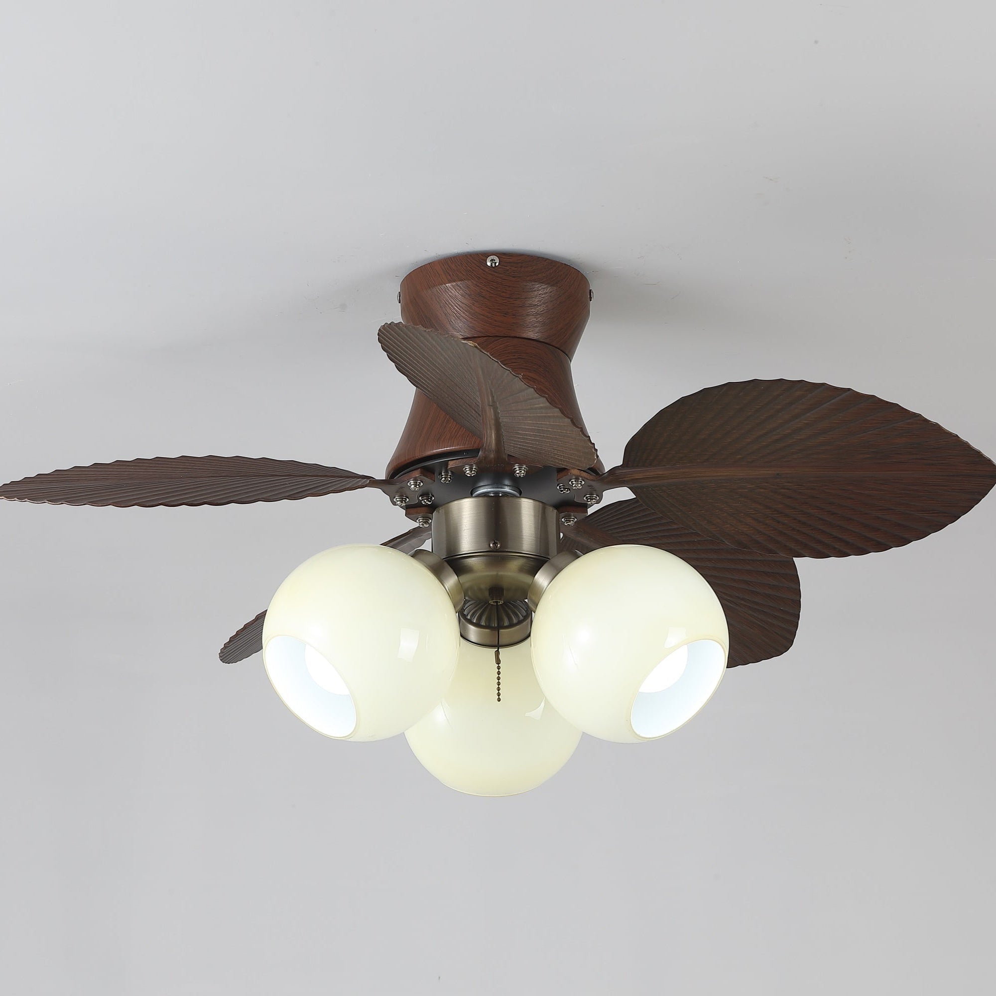 Plafondventilator met Verlichting Eikenfinish ø80cm Dimbaar Afstandsbediening 6 Snelheden Interieur Moderne Ventilator met Verlichtingskap Beige | Sansoti