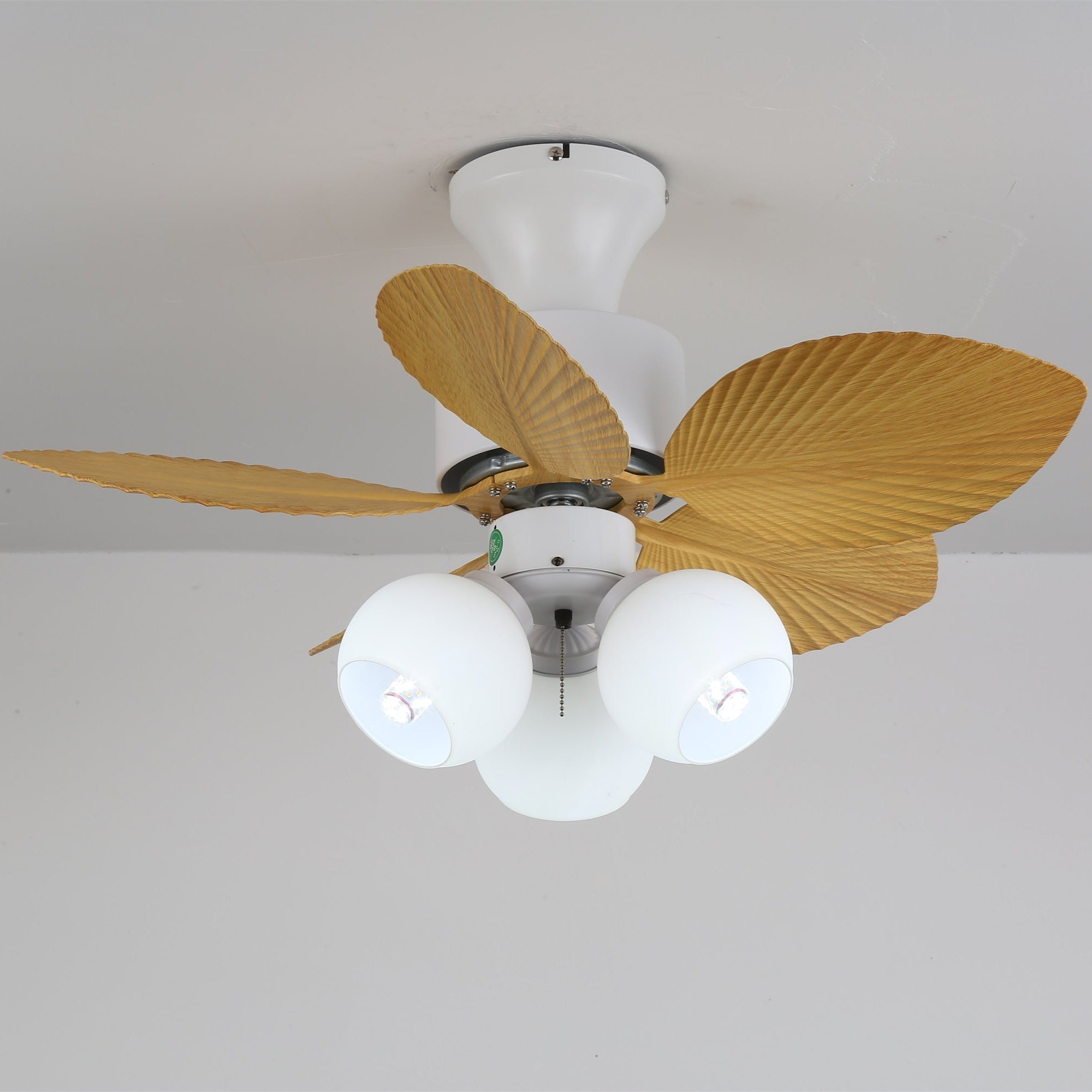 Plafondventilator met Verlichting Vintage Houtlook – Afmetingen Ø80×30 cm Scandinavisch Design voor Woonkamer Slaapkamer Natuurlijk Interieur | Sansoti