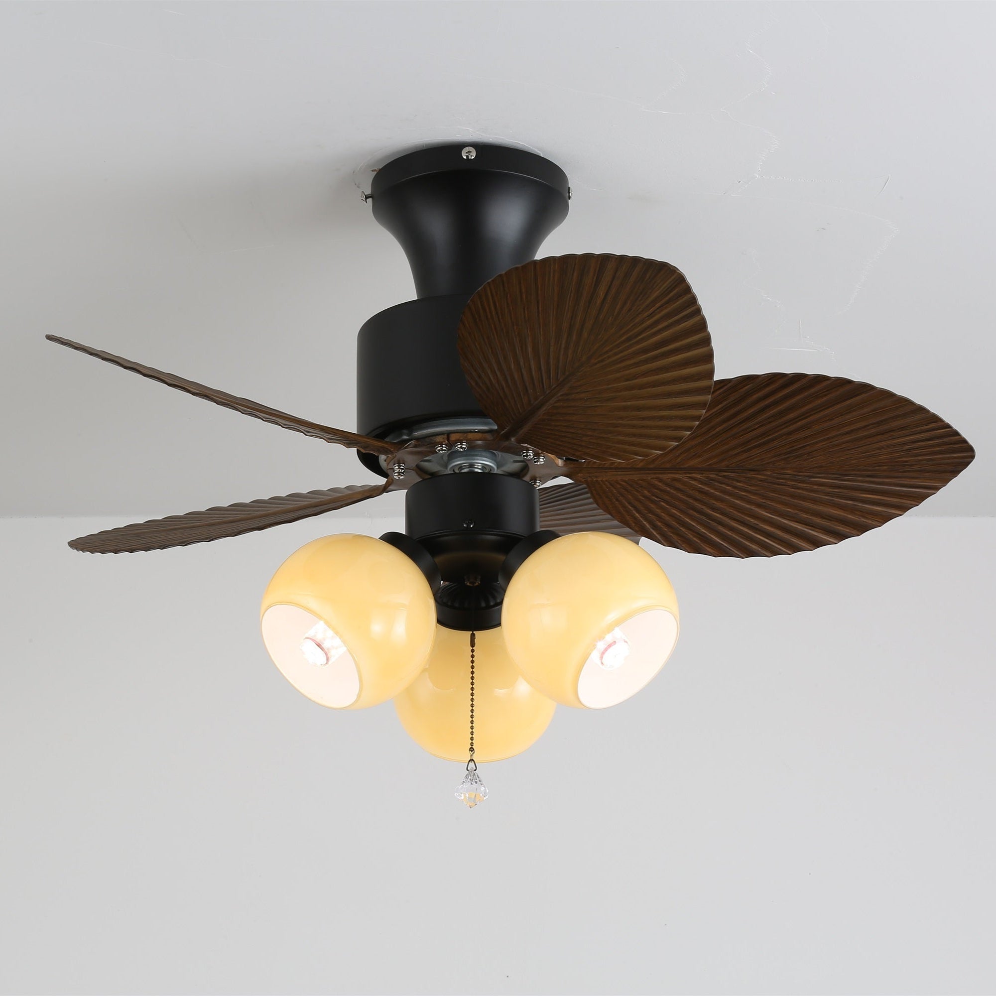 Plafondventilator met Verlichting Vintage Houtlook – Afmetingen Ø80×30 cm Scandinavisch Design voor Woonkamer Slaapkamer Natuurlijk Interieur | Sansoti