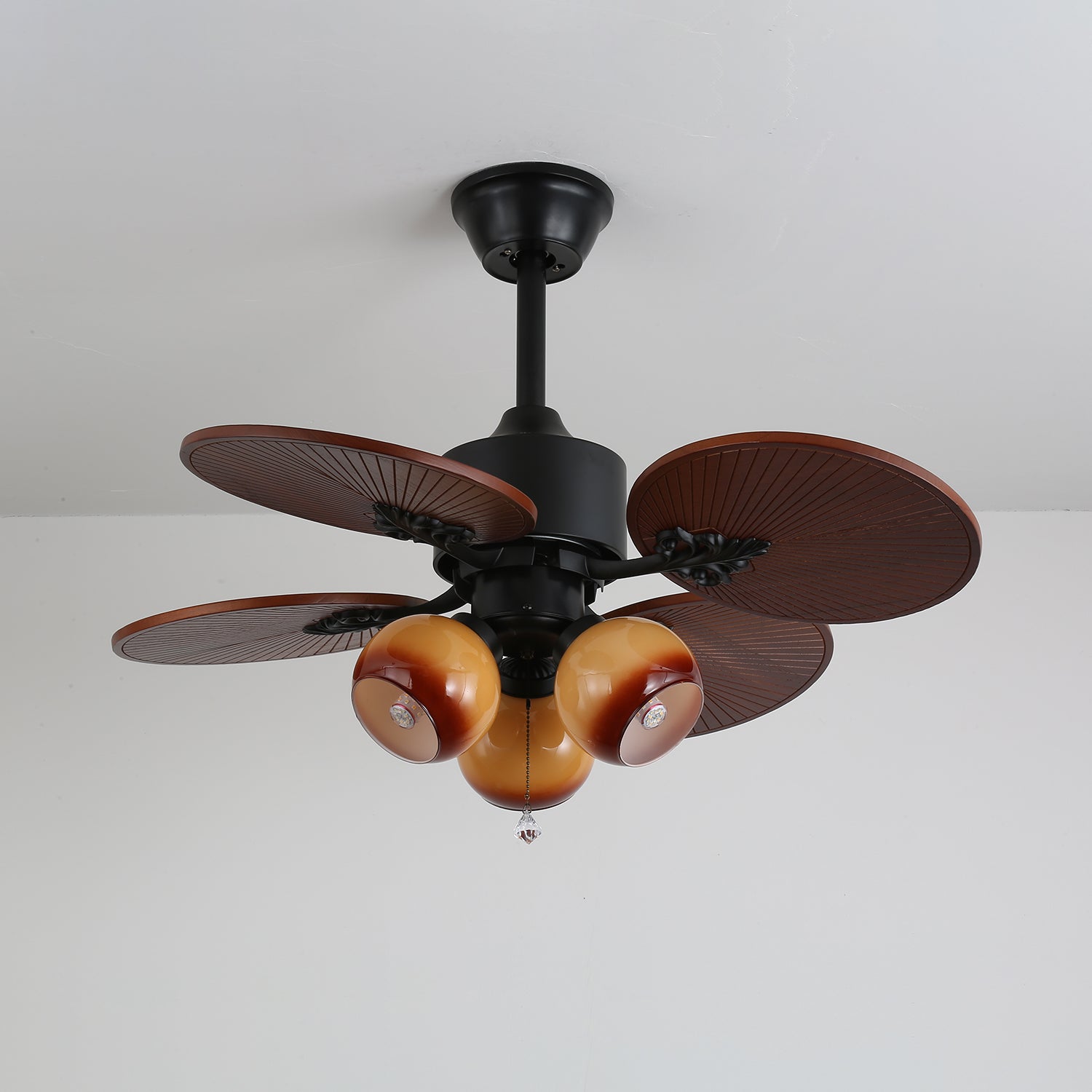 Tropische Plafondventilator met Glazen Lampenkap - Stille Kamerventilator 6-snelheden Afstandsbediening | Sansoti