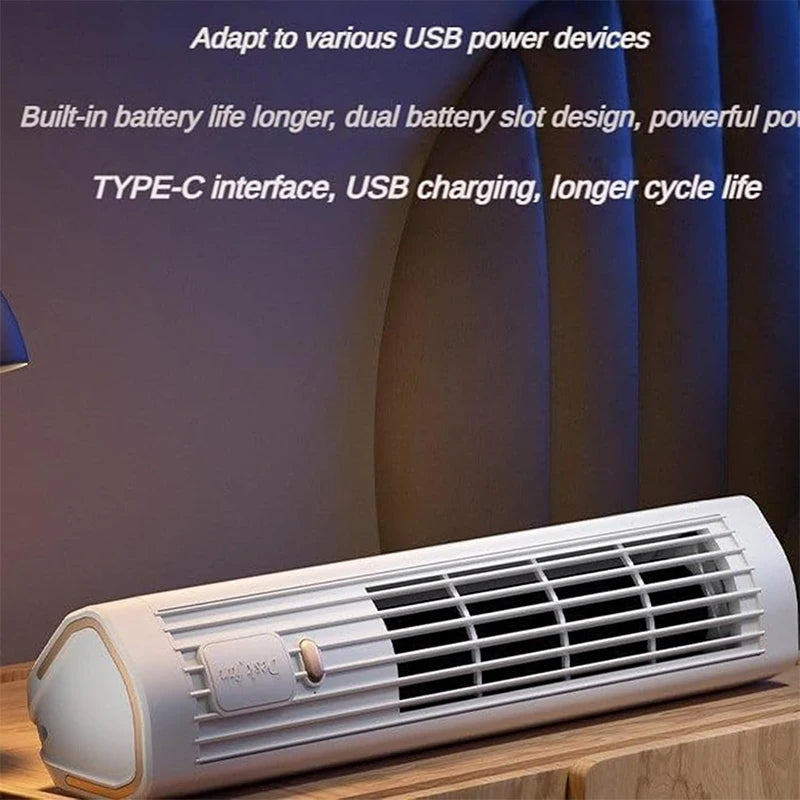 Portable USB fan – 5W power – three speeds – rechargeable battery – compact wireless design for home and office | Sansoti