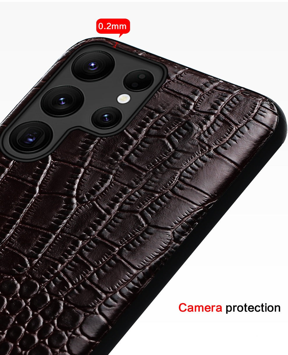 Dwukolorowe skórzane etui na telefon do modeli Samsung z ochroną aparatu i odpornością na wstrząsy | Sansoti