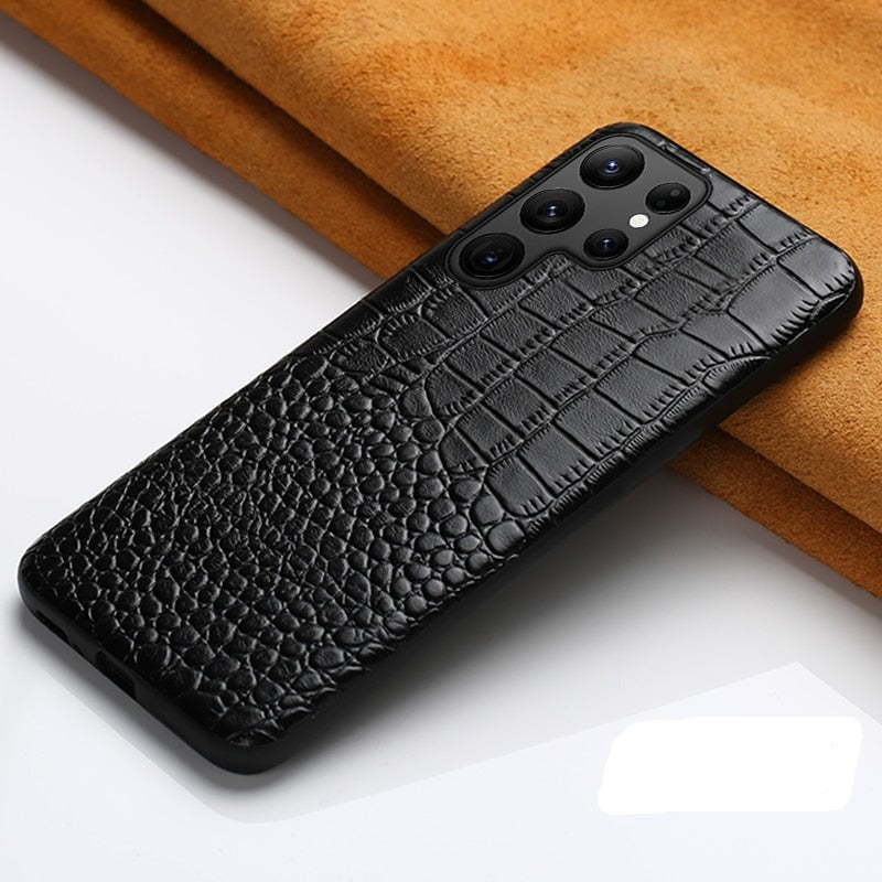 Dwukolorowe skórzane etui na telefon do modeli Samsung z ochroną aparatu i odpornością na wstrząsy | Sansoti