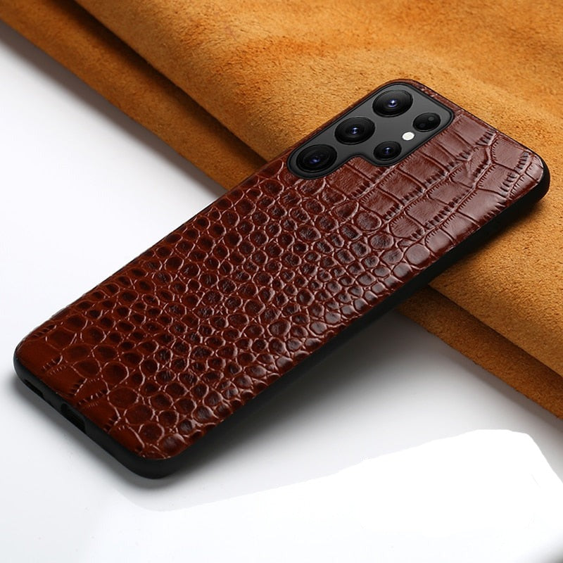 Dwukolorowe skórzane etui na telefon do modeli Samsung z ochroną aparatu i odpornością na wstrząsy | Sansoti