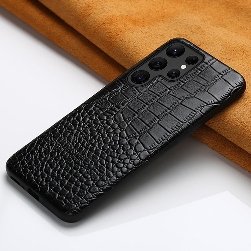 Dwukolorowe skórzane etui na telefon do modeli Samsung z ochroną aparatu i odpornością na wstrząsy | Sansoti