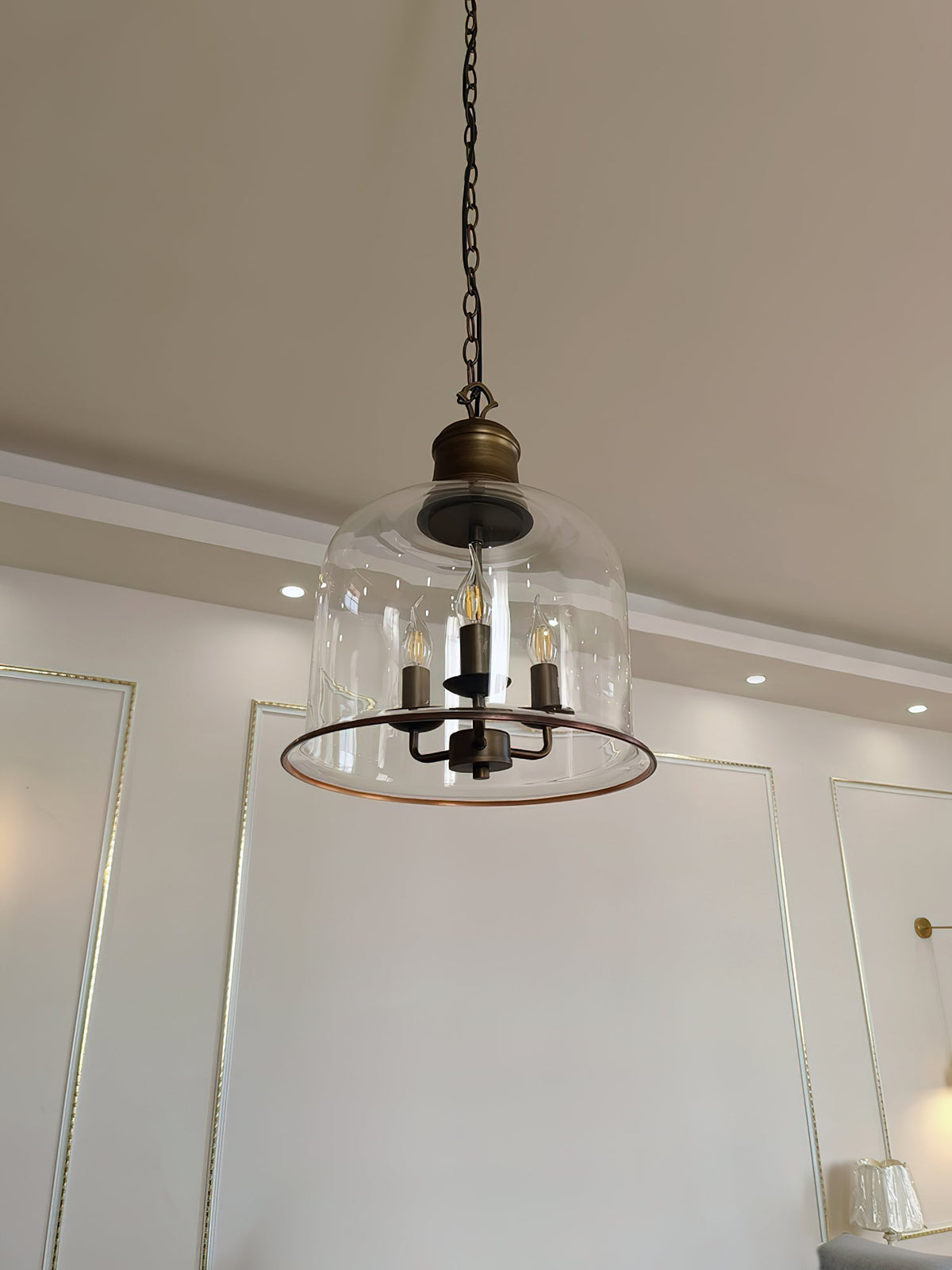 Glazen Hanglamp IJzer Vintage Stijl Koper Zwart E12 E14 Fitting Eetkamer Keuken Woonkamer Entree Retro Design | Sansoti