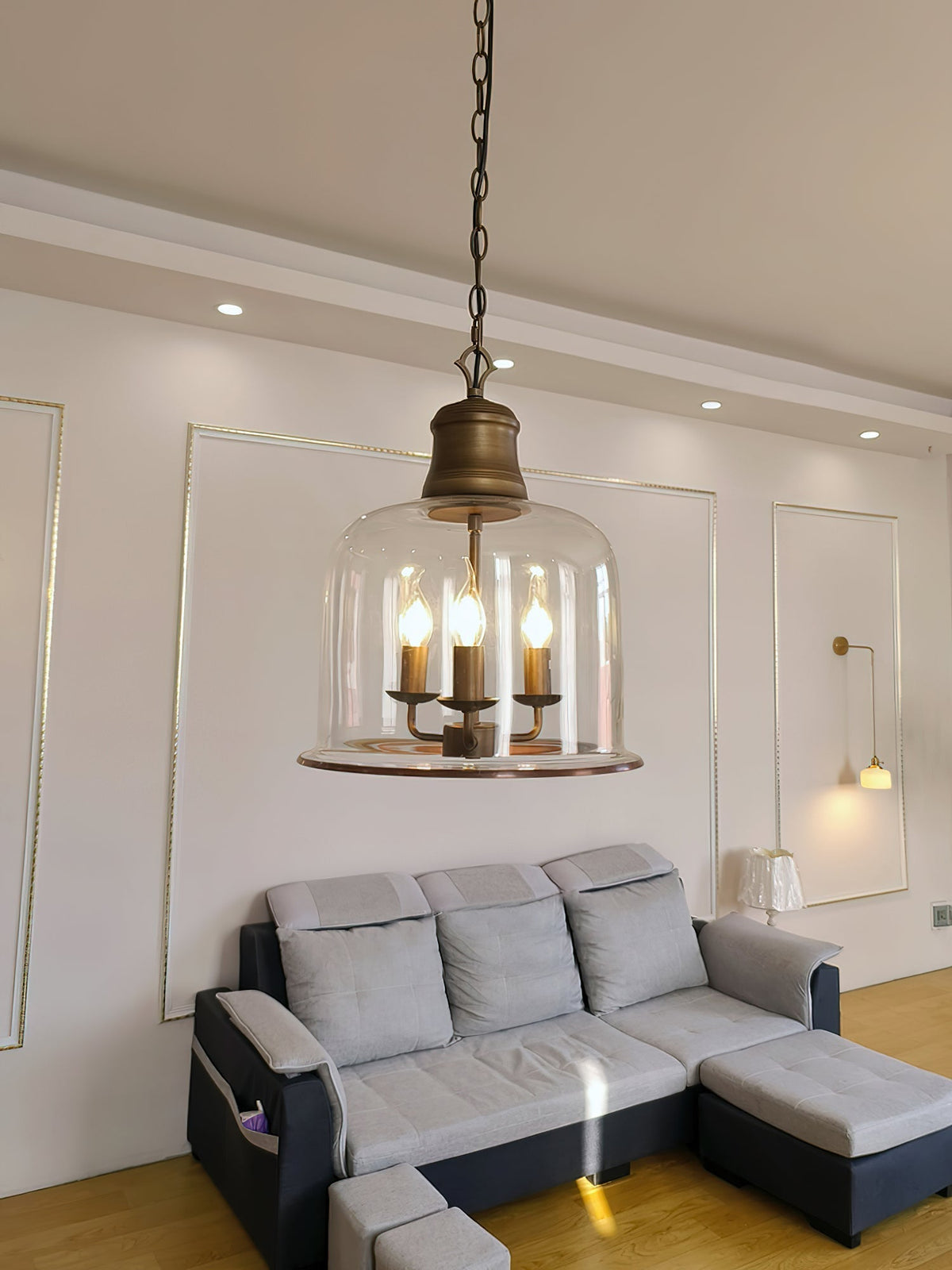 Glazen Hanglamp IJzer Vintage Stijl Koper Zwart E12 E14 Fitting Eetkamer Keuken Woonkamer Entree Retro Design | Sansoti