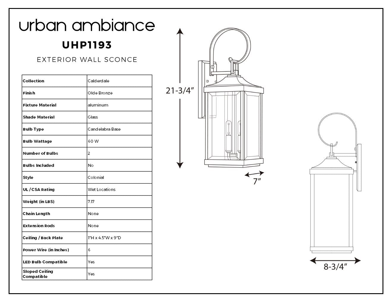 Buitenlamp Wandlamp Klassiek Lantaarn Olde Bronze Aluminium 55cm | Sansoti