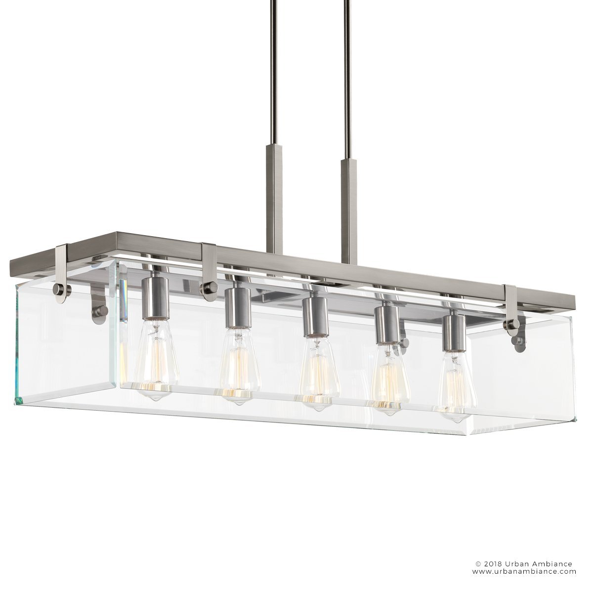 Hanglamp Rechthoekig Cube Glas Staal Nikkel 93cm Eetkamer Modern | Sansoti