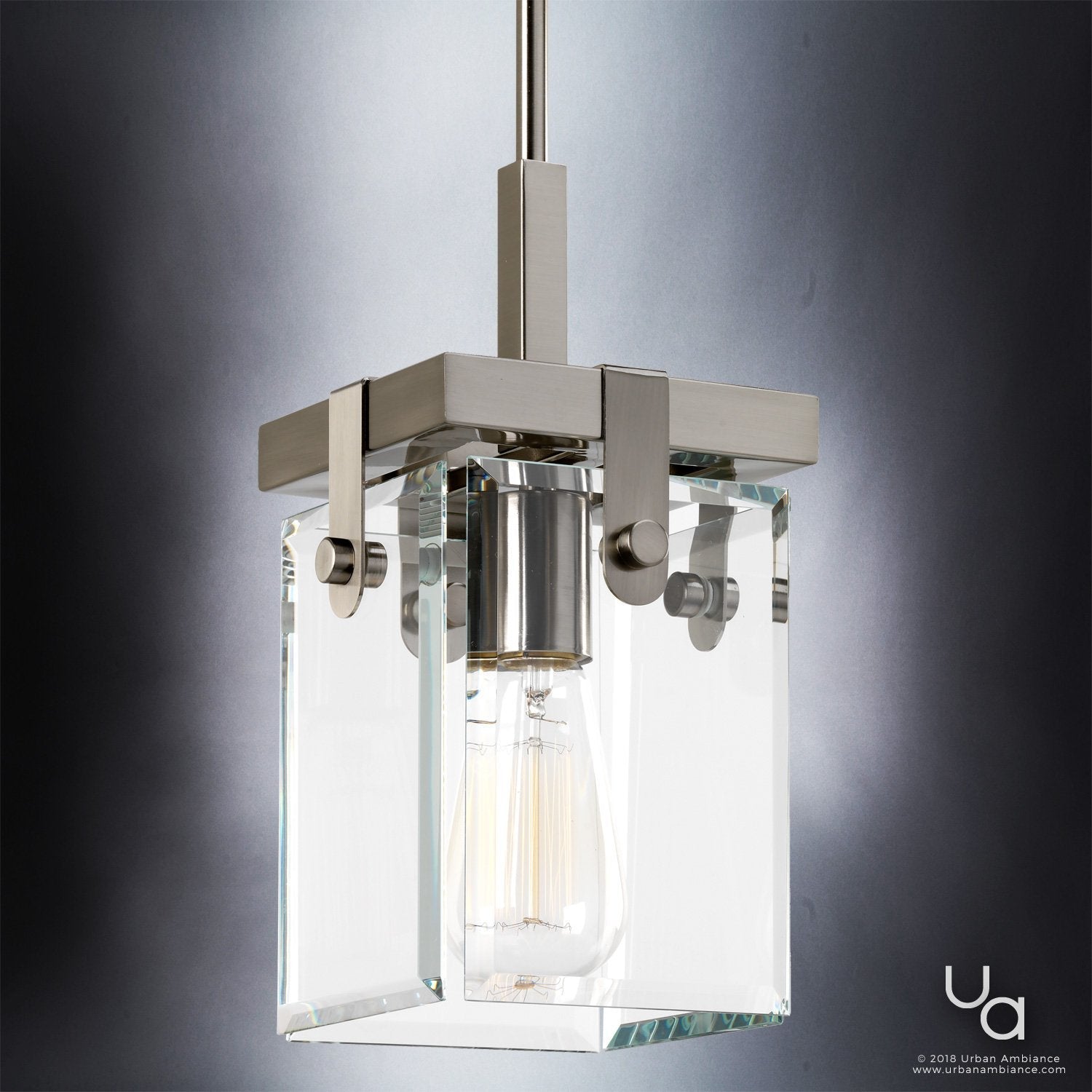Hängeleuchte Cube Glas Nickel 30cm Modern Industrieel E26 | Restfield